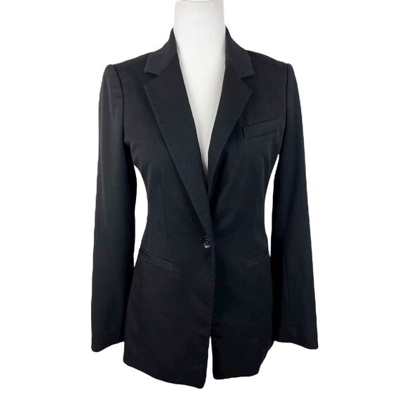 Express Blazer Women 2 Black Button Up Jacket Career Casual Shoulder Pads Outer - Picture 1 of 13
